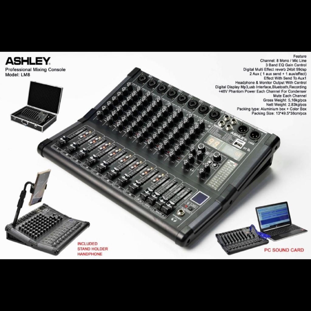 Mixer Audio Ashley LM 8/ LM8 Original 8 Channel Free Koper New Mixer