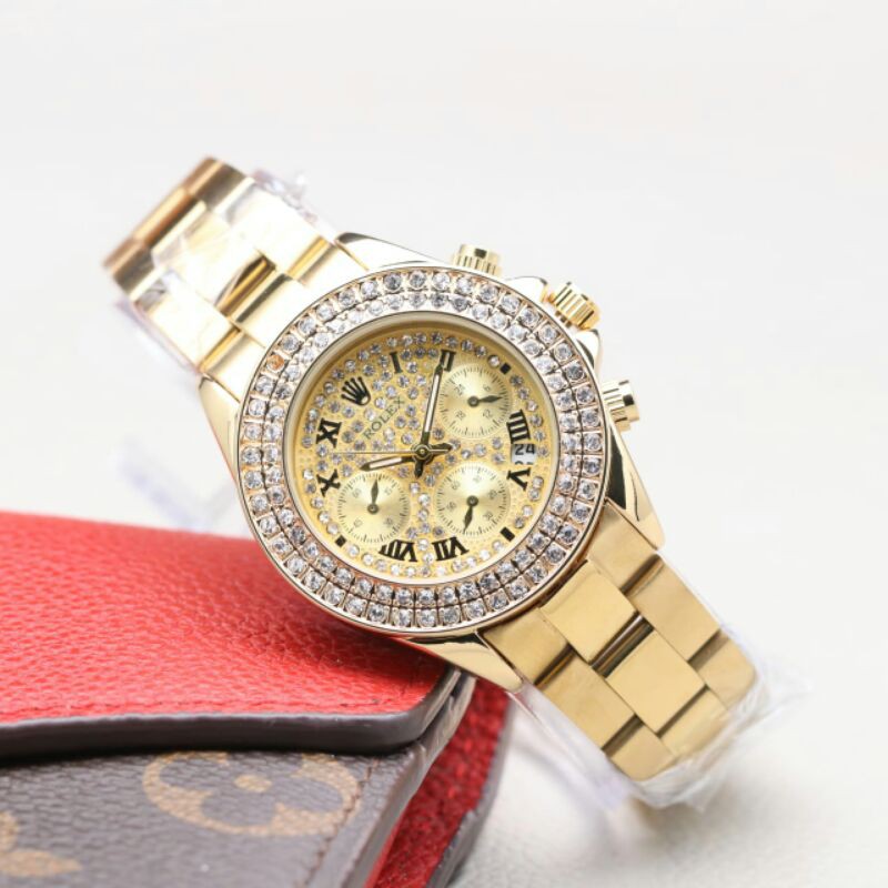 JAM TANGAN CEWEK/WANITA ROLEX KW SUPER DIAMOND RANTAI TERBARU ELEGANT HARGA BERSAHABAT