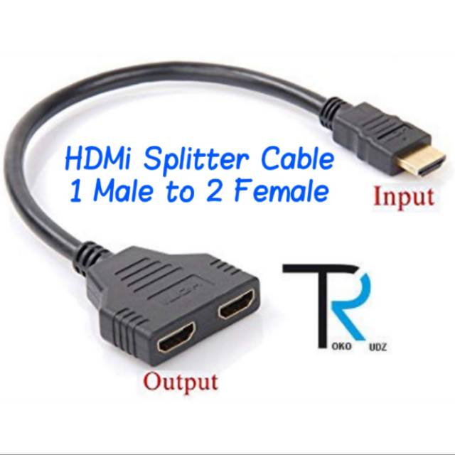 Kabel Konektor HDMI Monitor TV Laptop Komputer Splitter input male 1 to output female 2 port