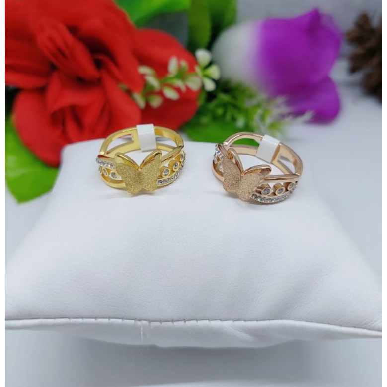 Set Gelang+Cincin Titanium Kupu-Kupu Permata