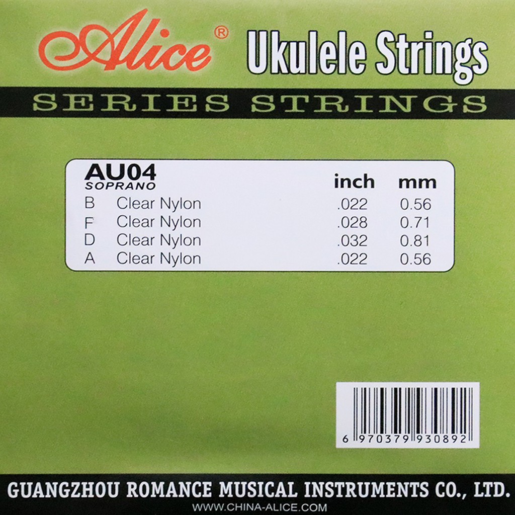 Alice AU04 Soprano Clear Nylon Tuning D Senar Ukulele Strings Pemula