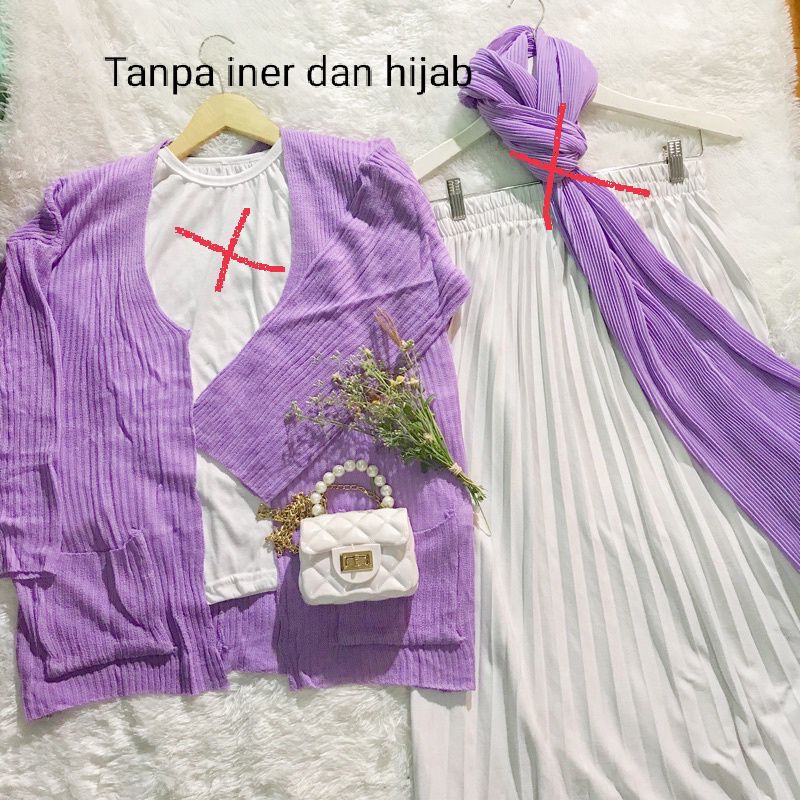 SETELAN CARDI LOOCY DAN ROK PLISKET//SET 2IN1