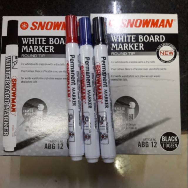 

Spidol Whiteboard merk Snowman ABG-12 @12 pcs