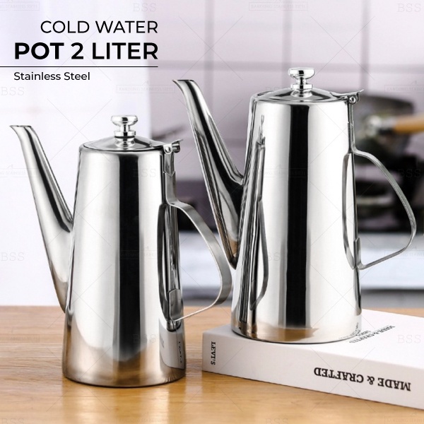 Teko Cold Water Pot Mewah 2L Air Teh Panas Minuman Dingin Wadah Tempat Minum Stainless steel