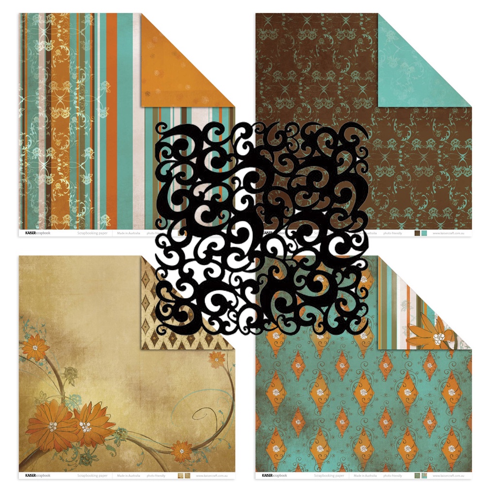 

12x12 Paket Kertas Scrapbooking "Jade's Garden" (4 lembar & 1 Lace)