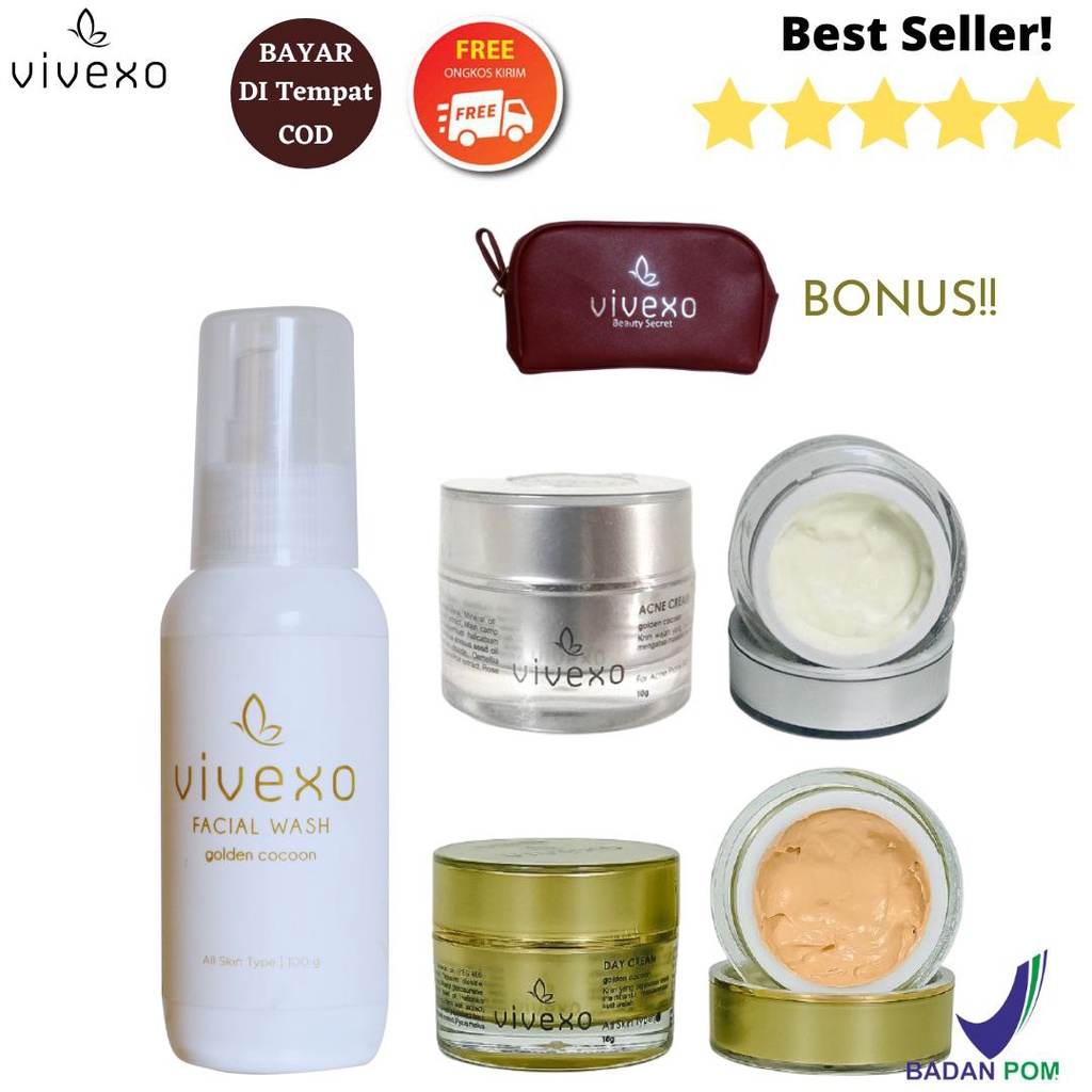 VIVEXO PAKET HEMAT PERAWATAN JERAWAT ACNE  WHITENING GLOWING EXCLUSIVE KRIM WAJAH BPOM | CREAM FARMA