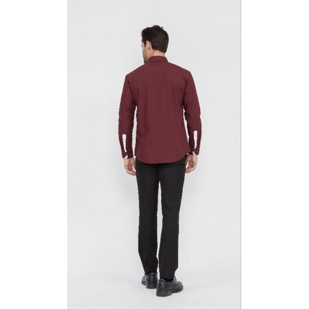 Pendeta - Kemeja Collar Maroon Panjang Variasi - Cotton Tropical - Jos Miracle Bandung - Miracle - JMB