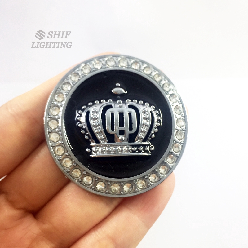 1pc Emblem / Badge Mahkota 3D Bahan Metal Warna Gold / Silver Dengan Kristal / Berlian