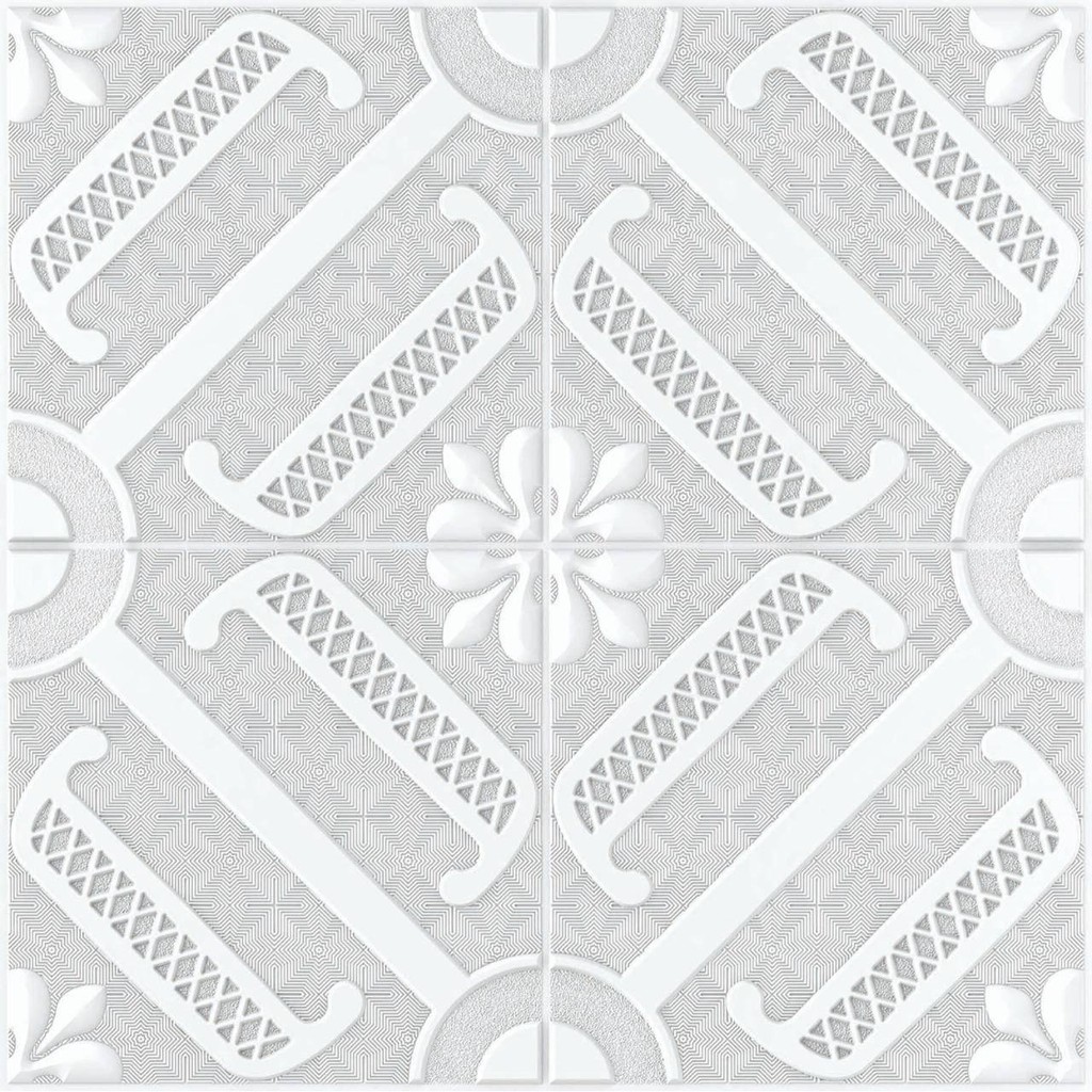 Wallpaper Dinding 3D Timbul - Wallfoam Dinding Waterproof motif Bunga Susun Putih