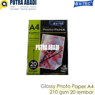 

Kertas Foto Photo Paper Glossy V-Tec A4 210gsm