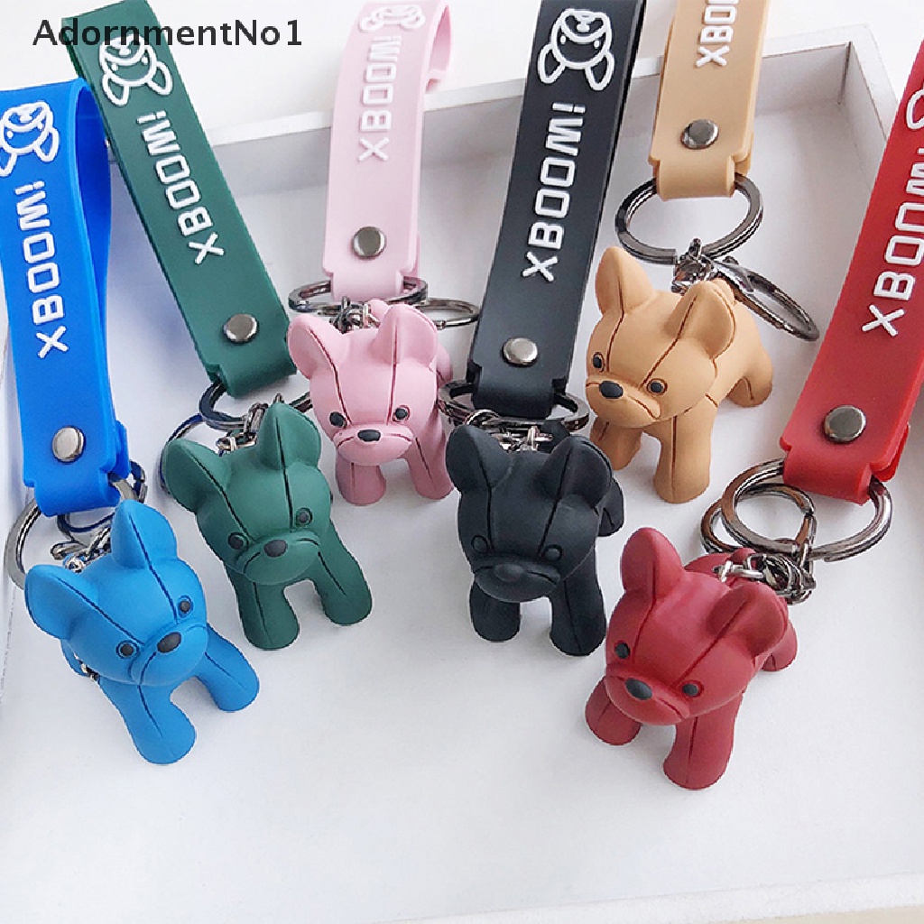 (AdornmentNo1) Gantungan Kunci Bentuk Anjing French Bulldog Bahan Kulit Untuk Pria / Wanita