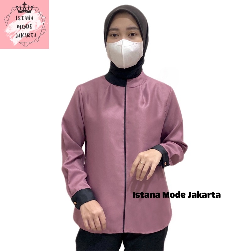 ISTANA MODE JAKARTA Verra baju atasan wanita terbaru blouse korean style blouse wanita lengan panjang-PLMV (UNGU)