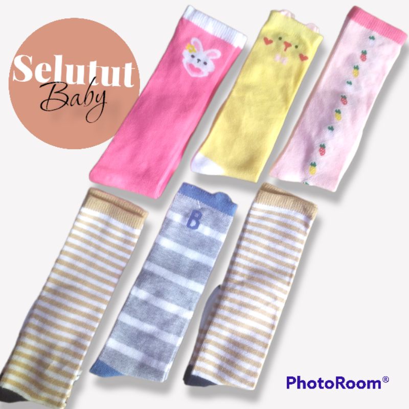 Kaos Kaki Bayi Perempuan Motif Panjang Selutut Bahan Katun Spandek