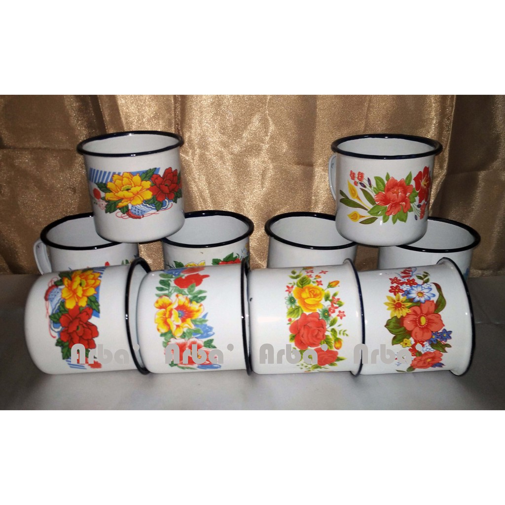 Gelas Kembang Enamel / Kaleng Jadul "Ukuran 6 Cm"