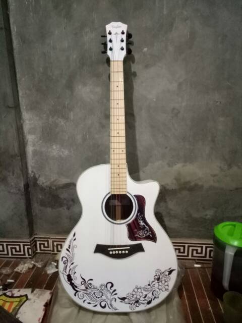 gitar akustik  dobel run murah tanem besi gagang utuh ongkir murah