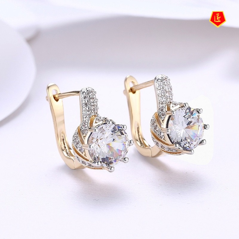 [Ready Stock]Stylish round Diamond Earrings