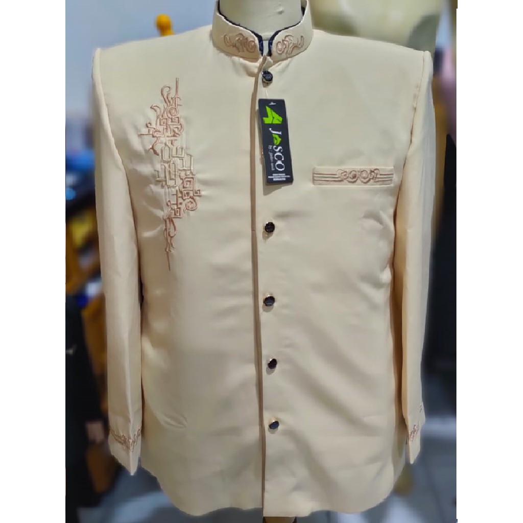 Jasko Tasik Warna Krem Motif MJD Bordir Berkualitas Modern / Baju Koko / Busana Muslim /Murah / COD