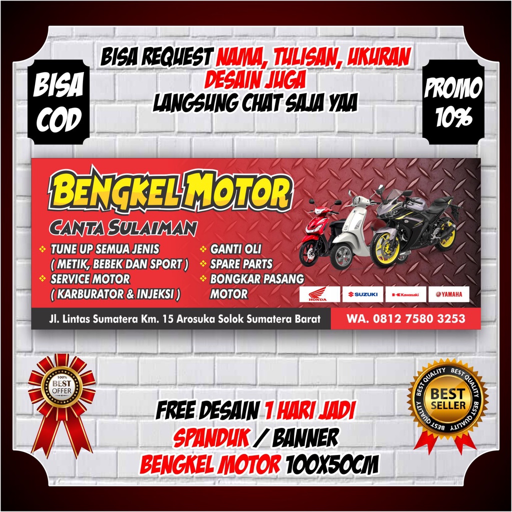 Jual Banner Spanduk Usaha Bengkel Motor / Backdroup Bengkel Motor Keren ...