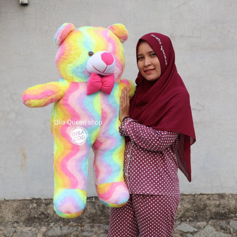 boneka TEDDY BEAR PELANGI JUMBO TERLARIS BISA COD