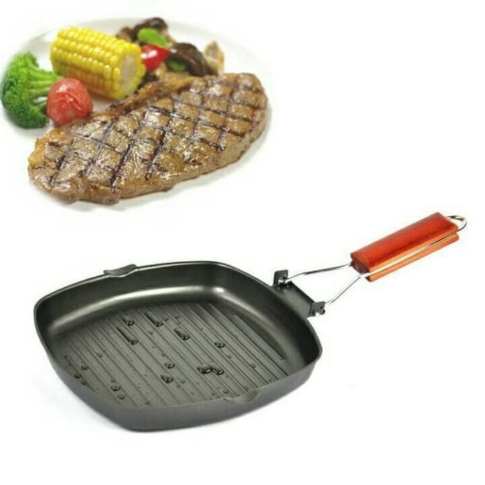 Square Grill Pan / Panggangan Teflon Gagang Lipat