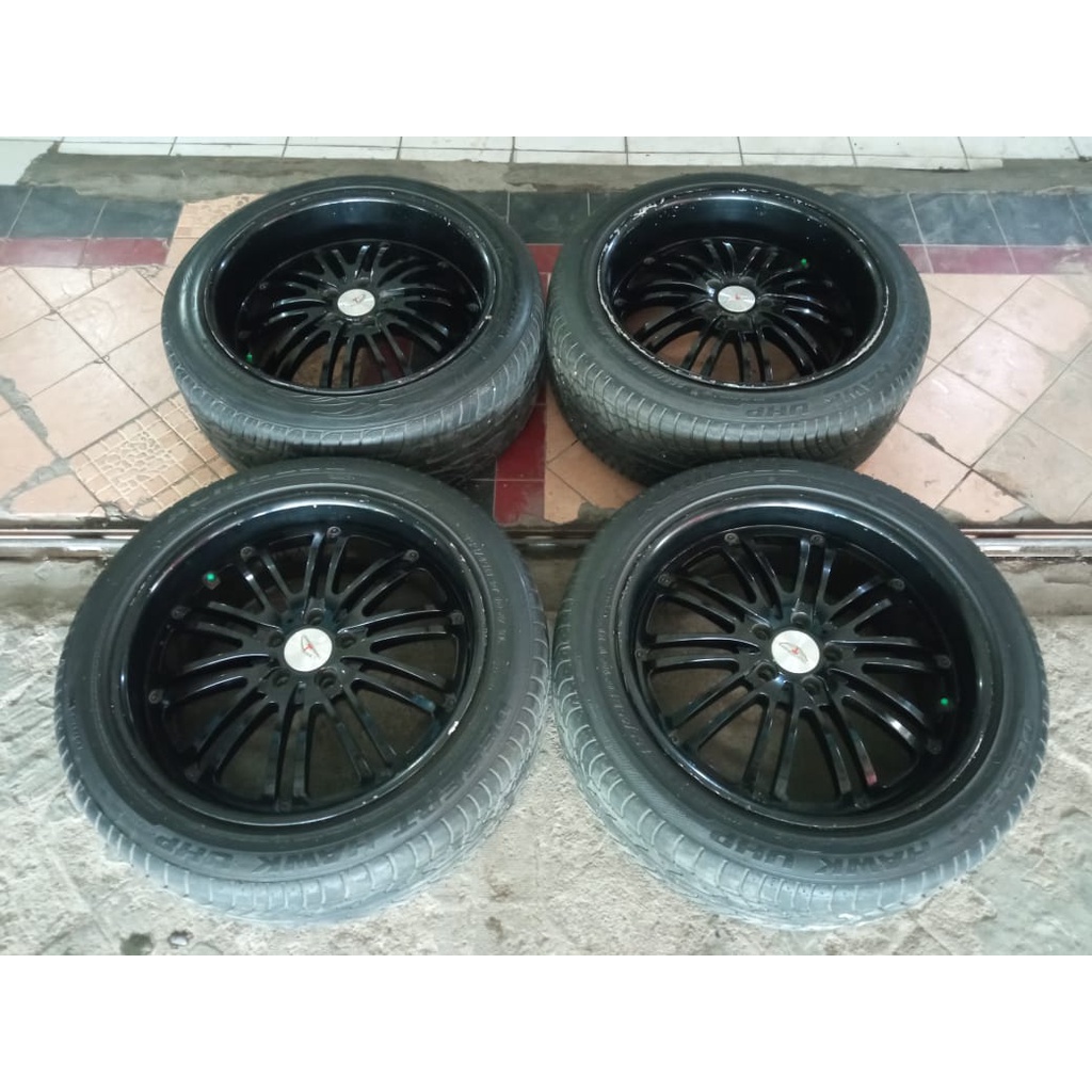 VELG SEKEN BEKAS MURAH COPOTAN MOBIL RACING RING 20 LEBAR 8,5 PCD 5X114,3 ET 42 WARNA BLACK + BAN AC