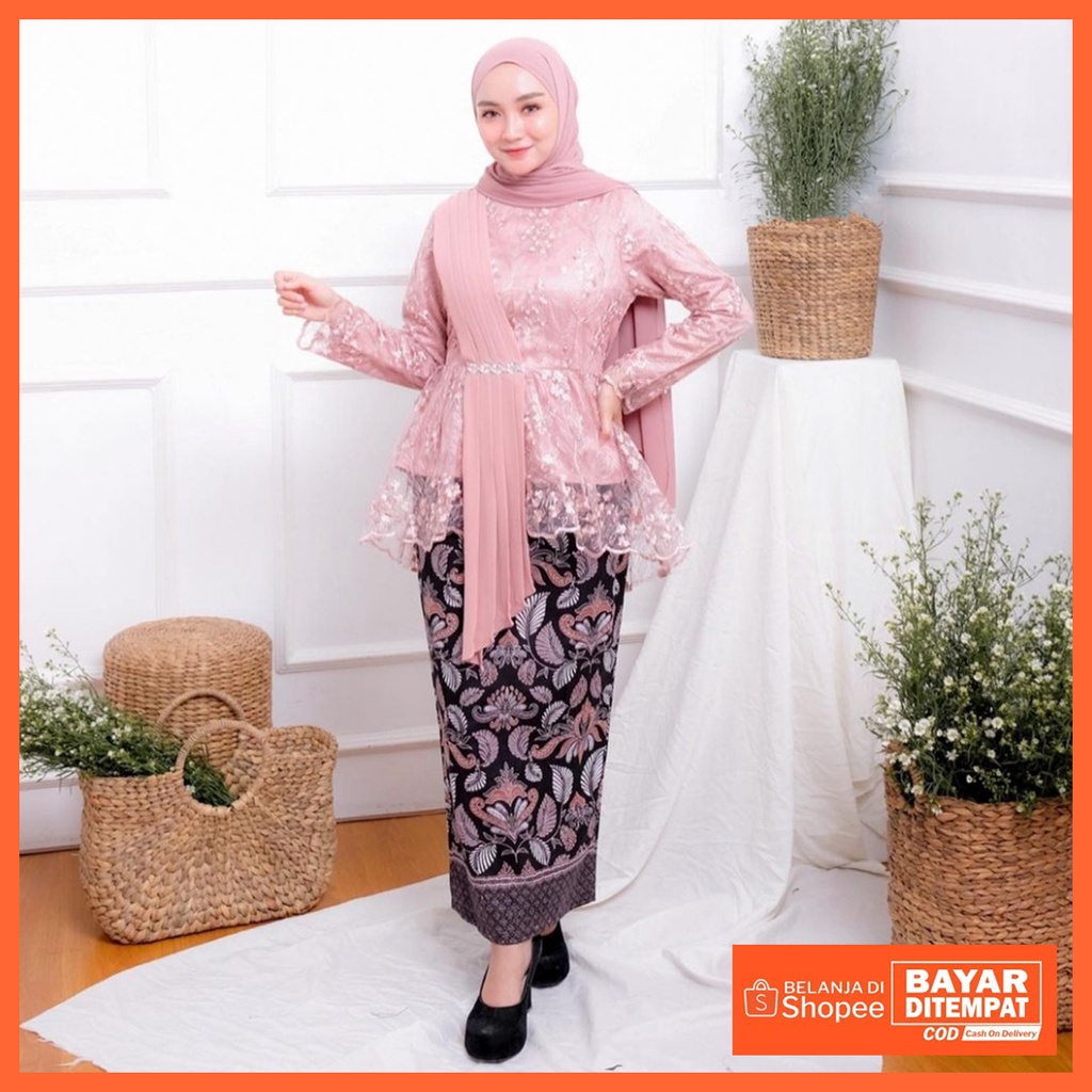 Kebaya Set Wanita Kebaya Modern Kebaya Wisuda Kekinian Kebaya Kondangan Kebaya Enjela Pink