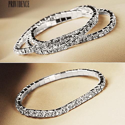 Perak Disepuh Crystal Berlian Imitasi Bangle Cuff Bracelet