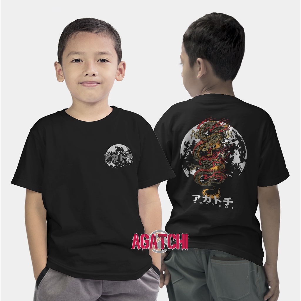 Baju Kaos Atasan Anak Laki-Laki Agatchi Motif Naga Dragon Moon