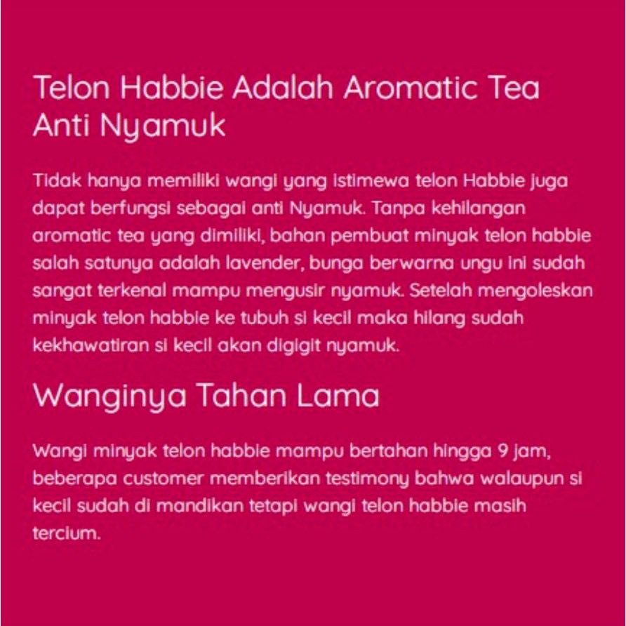 Habbie Minyak Telon Aromatic Tea Series &amp; Flower series Minyak Telon Bayi