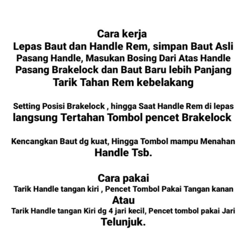 BREKELOCK Brake Lock stop penguncian Handle Tuas Rem Honda Vario 160/Yamaha Nmax/PCX 150/PCX 160/ADV 150/ 100%Original Black Diamond