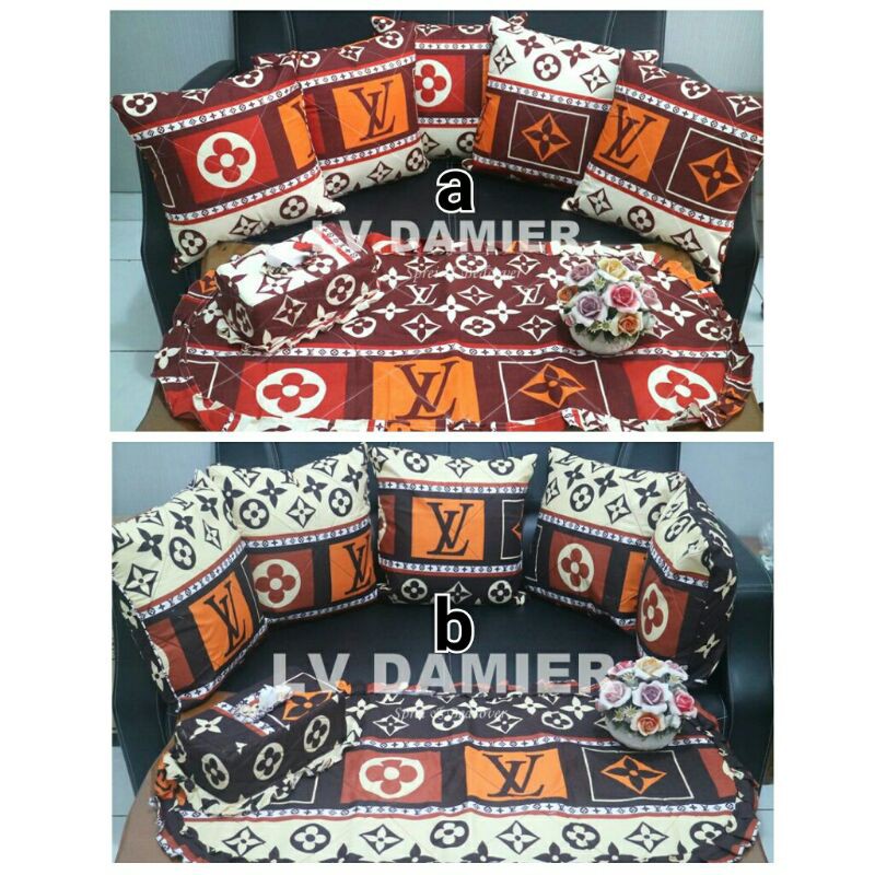 Set sarung bantal kursi sofa 40x40 cm Lv Damier