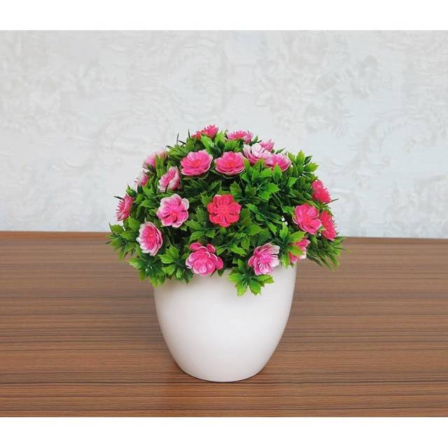Bundara.id Pr-596 ( Size 15x14 ) Bunga hias + pot cantik/bonsai kembang import