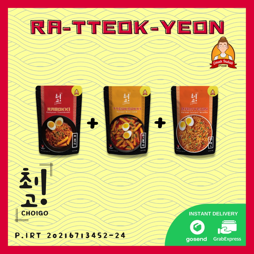 COMBO CHOIGO! RABOKKI + TTEOKBOKKI + RAMYEON -  RABOKKI CHOIGO KOREA INSTAN / TOPOKKI CHOIGO KOREA INSTAN / RAMYEON CHOIGO / RAMYEON/RAMEN KOREA INSTAN - CHOIGO EMAK INDAH FOOD