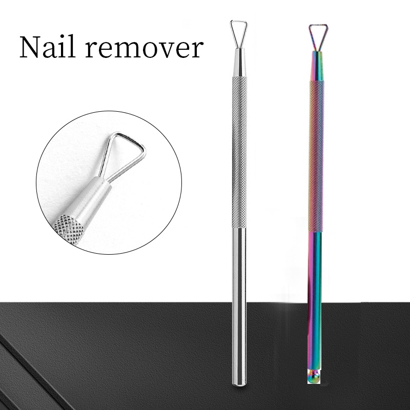 1pc Alat Pembersih Kutikula Bahan Stainless Steel Warna Silver Untuk Salon Nail Art