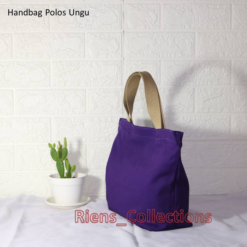 HANDBAG TAS JINJING KANVAS POLOS WARNA UNGU. TAS KANVAS. TAS JUMBO. Riens Collections