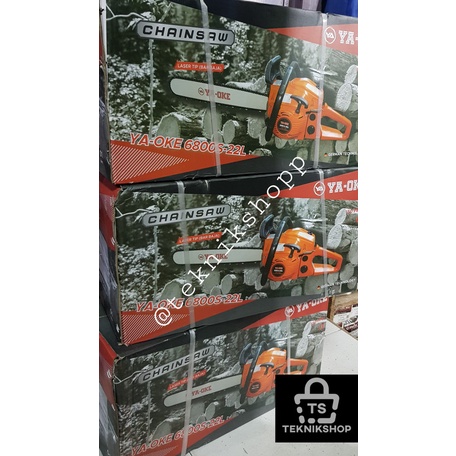 MESIN CHAINSAW YA-OKE 6800S-22L / MESIN GERGAJI POTONG KAYU YAOKE 6800 / MESIN BELAH KAYU 22" 22 INC