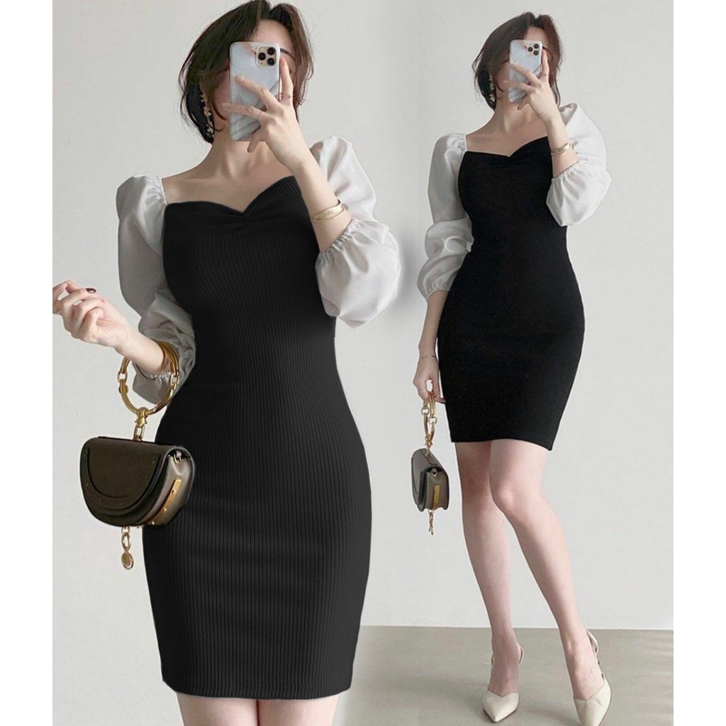 WSE390 - Dress Rajut Toyobo Dress Wanita Kasual Lengan Panjang Body Fit Sexy Mini Dress UK Fit L To XL LD 100 - 110 CM PJ 95 CM PREMIUM QUALITY