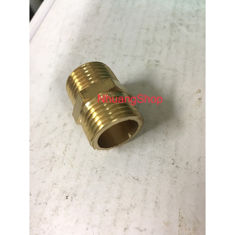 Double nepel kuningan tebal ukuran drat luar 1/2 inch