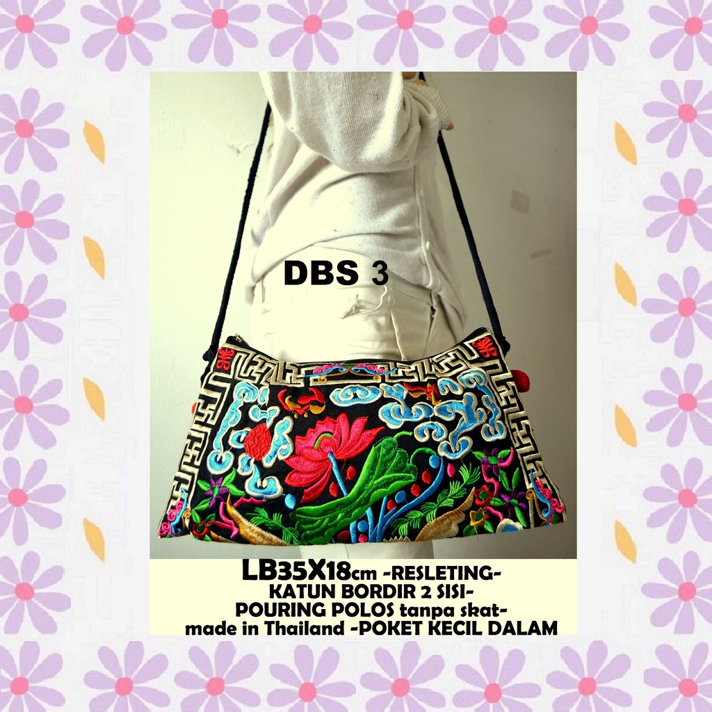 Tas Etnik Selempang Wanita Murah Bordir Import Bangkok Thailand