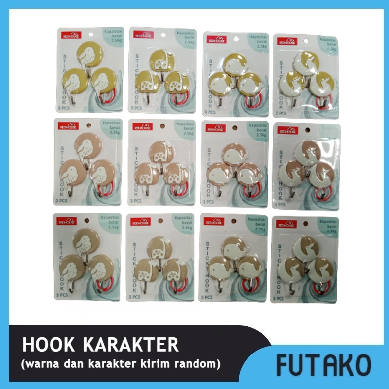 FUTAKO GANTUNGAN BAJU / HOOK / TEMPELAN DINDING KARAKTER RANDOM