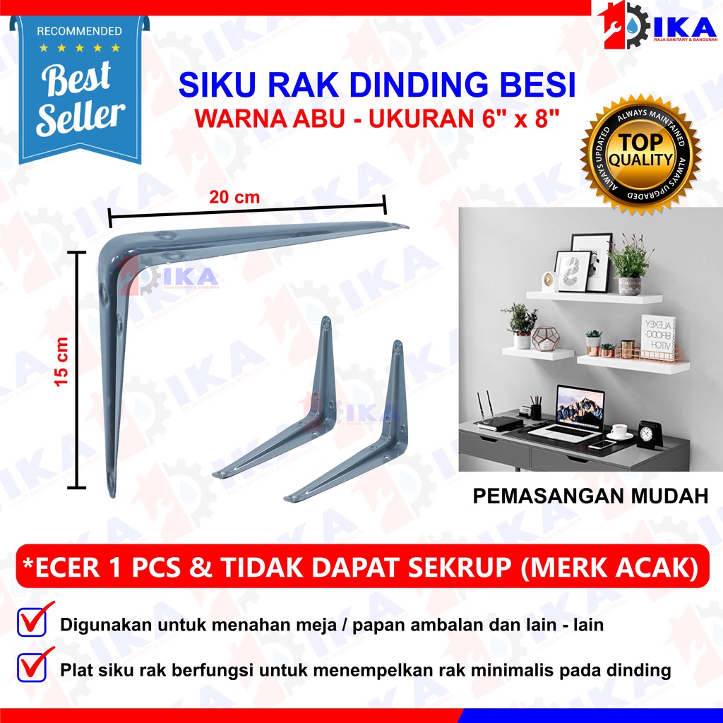 Siku Besi L Penyangga Rak Dinding Breket Shelf Bracket PREMIUM / Siku Penyangga Rak Dinding Besi L Abu &amp; Putih Shelf Bracket Breket Ambalan KUAT DAN MURAH