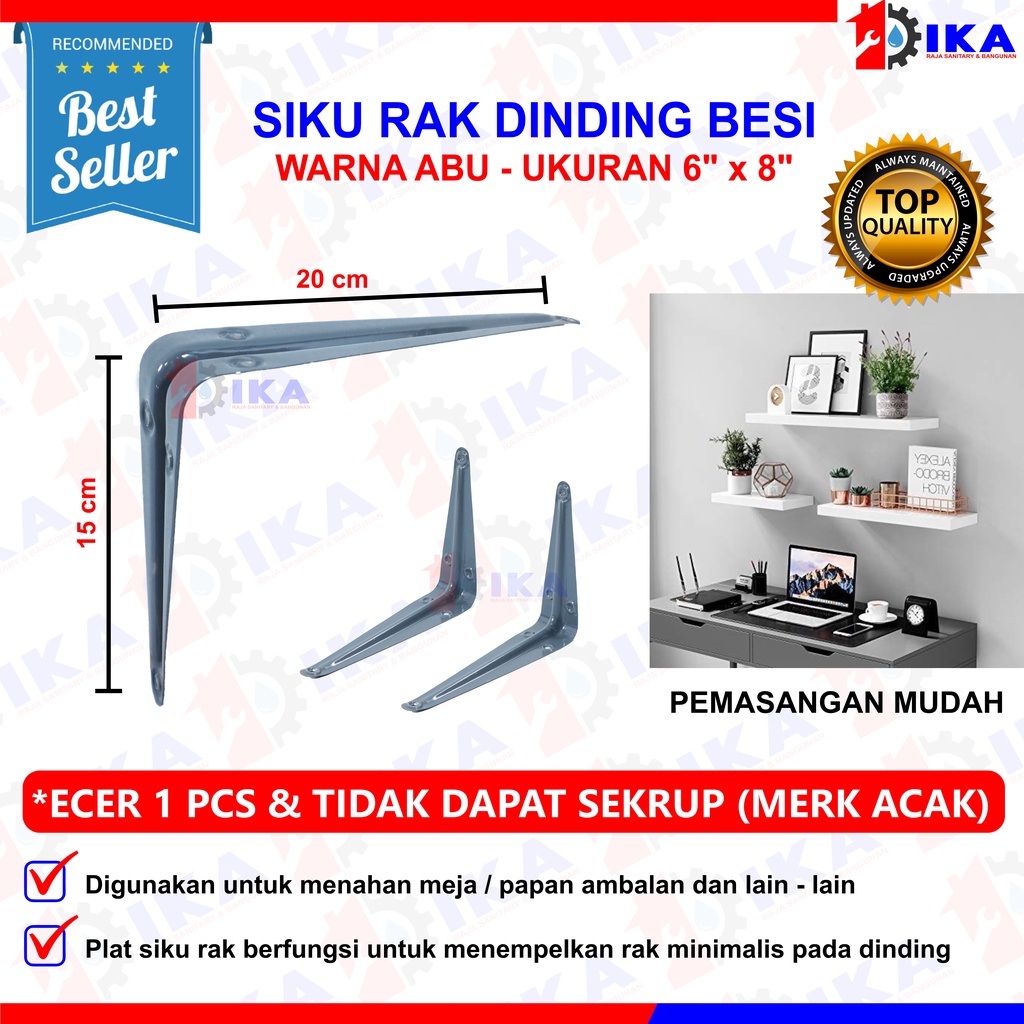 Siku Besi L Penyangga Rak Dinding Breket Shelf Bracket PREMIUM / Siku Penyangga Rak Dinding Besi L Abu &amp; Putih Shelf Bracket Breket Ambalan KUAT DAN MURAH