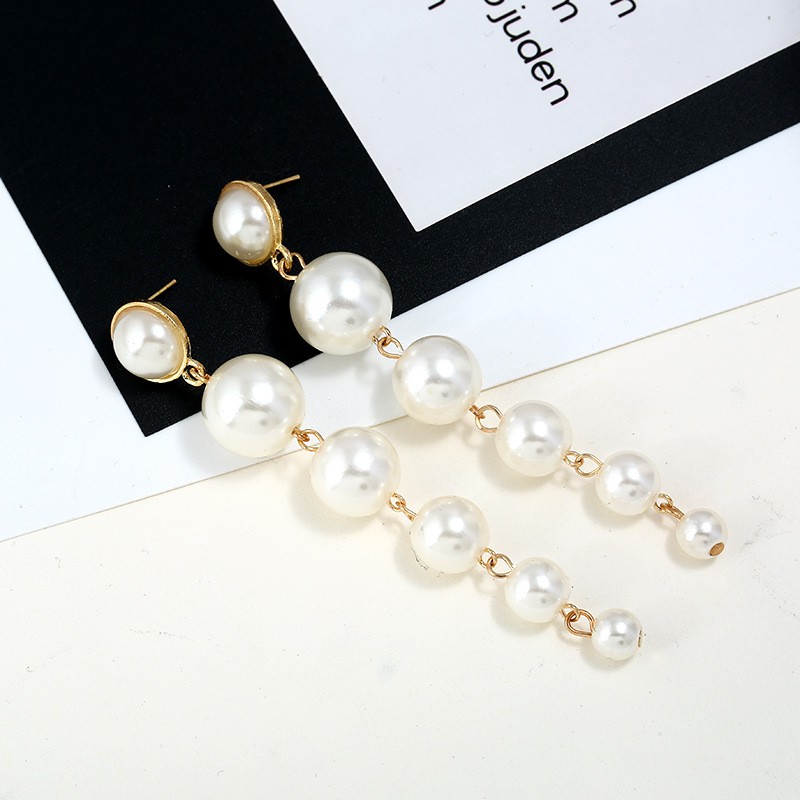 New fashion hanging pearl earrings, long anti-pearl sets, ladies earrings, jewelry wholesale