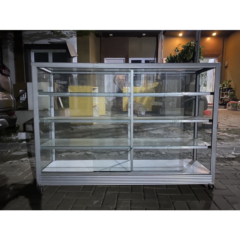 etalase dagang etalase kaca aluminium 1,5 meter