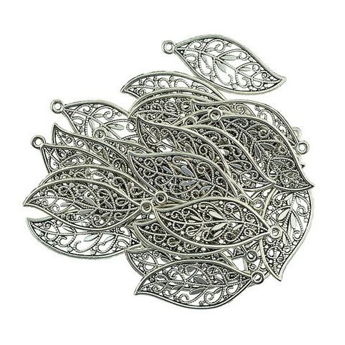 Hollow Leaf Pendant - Liontin Bentuk Kerangka Daun (10pcs)