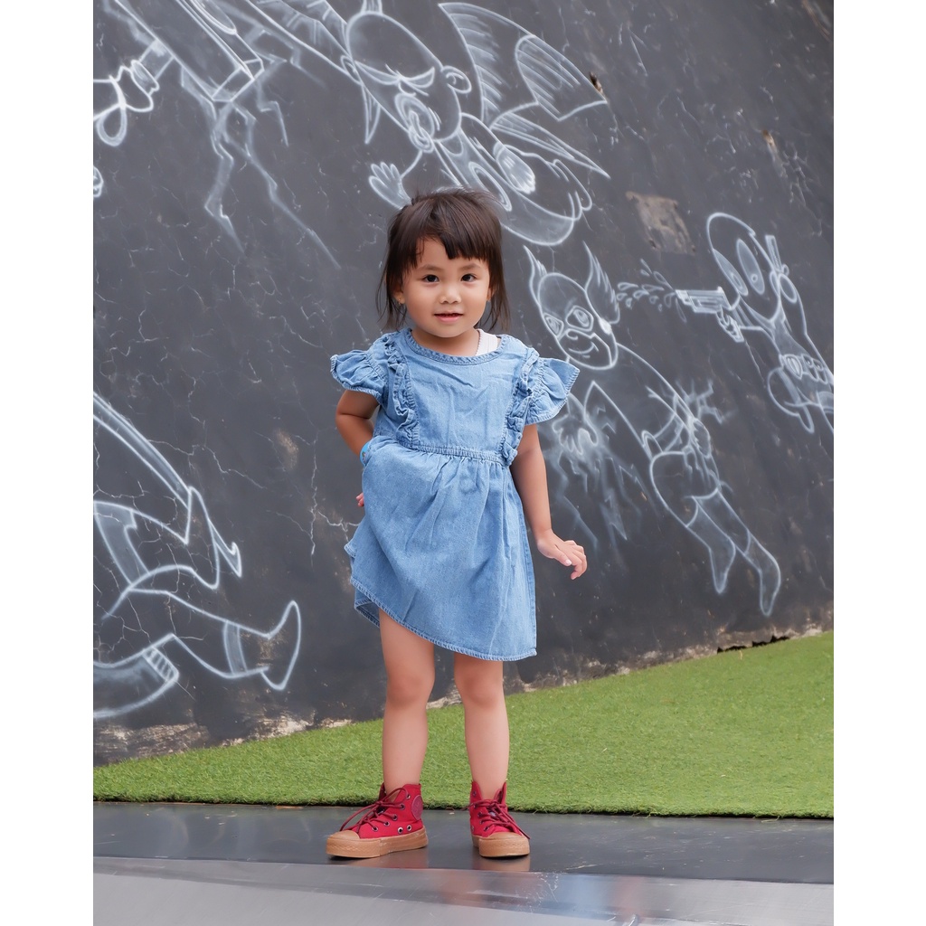 CARVA Best seller  Atasan anak Dress Anak jeans denim original Rapunzel lica polos Soft Jeans TERMURAH 1-5 Tahun