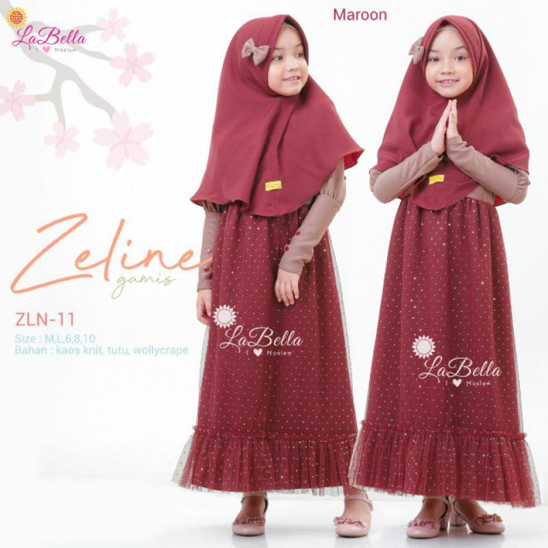 LELIGRUP (10-11TH) LABELLA ZELINE MARUN | GAMIS ANAK PESTA | DRESS CANTIK UNTUK FASHION SHOW