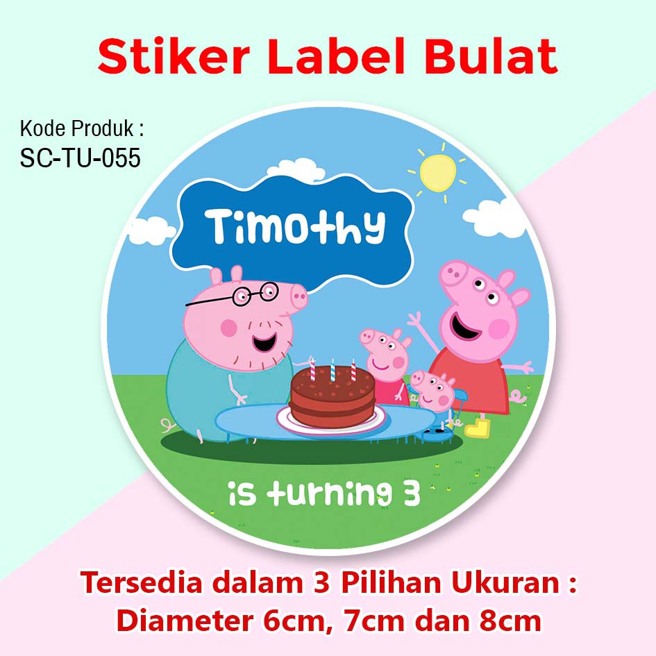 

STIKER LABEL ULANG TAHUN ANAK STICKER TUMPENG MINI SOUVENIR PEPPA PIG