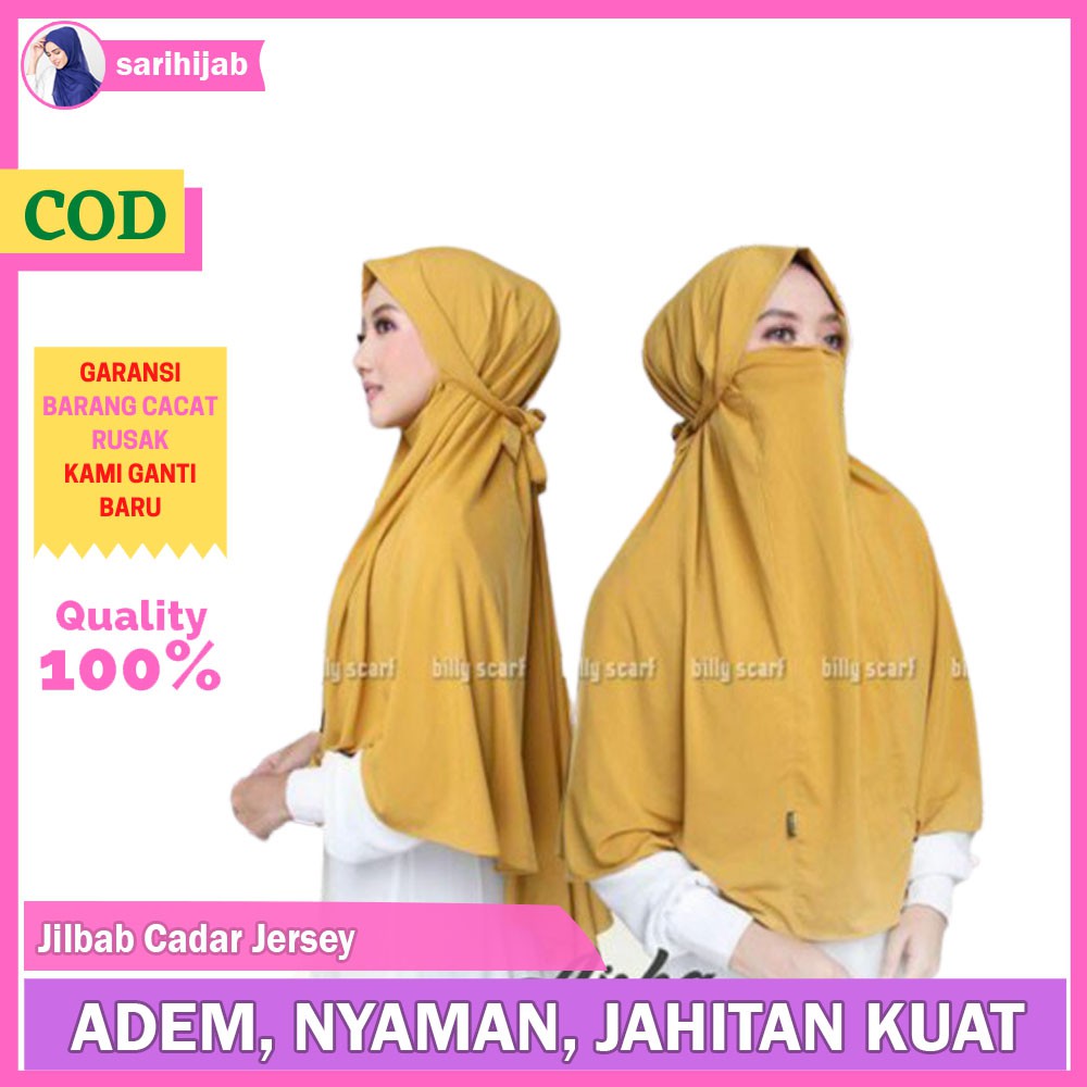 Jilbab Syari Jumbo Hijab Cadar Model Syria Non Pet Tali Belakang Polos Berkualitas