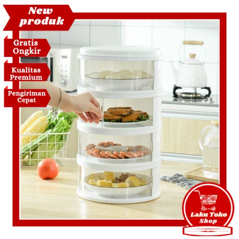 [LK] Tempat makanan / Tudung Saji Makanan Lauk Buah Kue Tingkat 4 Susun / Penutup Masakan Saji Porta